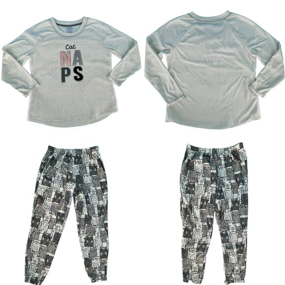Secret Treasures Cat Naps Pajama Jogger Lounge Set White Pink Gray Black Small - Picture 9 of 14